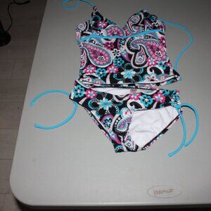 Multi Color 2 Pcs Justice Tankini Swimsuit Size 12